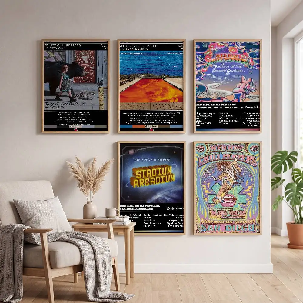 R-Red Hot-Chili Peppers Whitepaper Poster Self-adhesive Art Waterproof Paper Sticker Coffee House Bar Room Wall Decor