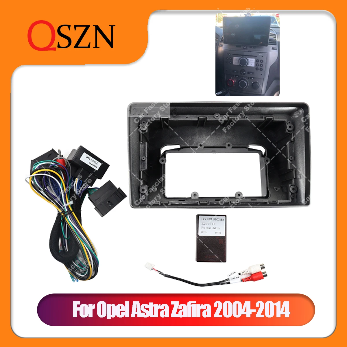 9 inch Car Radio Fascias Frame For Opel Astra Zafira 2004 - 2014 2DIN Stereo Panel Wiring Harness Power Cord Canbus Decoder