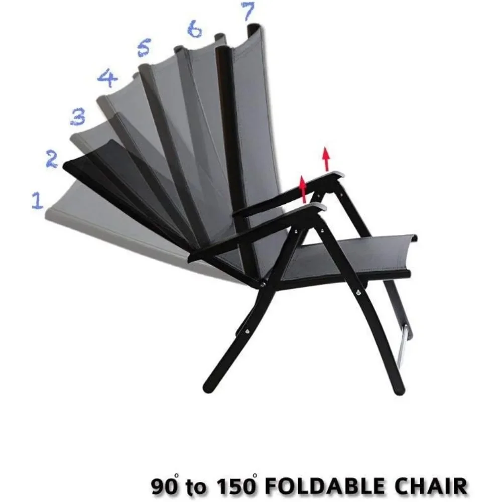 Сверхмощный Регулируемый складной стул с 7 разными углами, внутренний и наружный садовый палубный бассейн, Кемпинг, пляж, емкость 400 фунтов