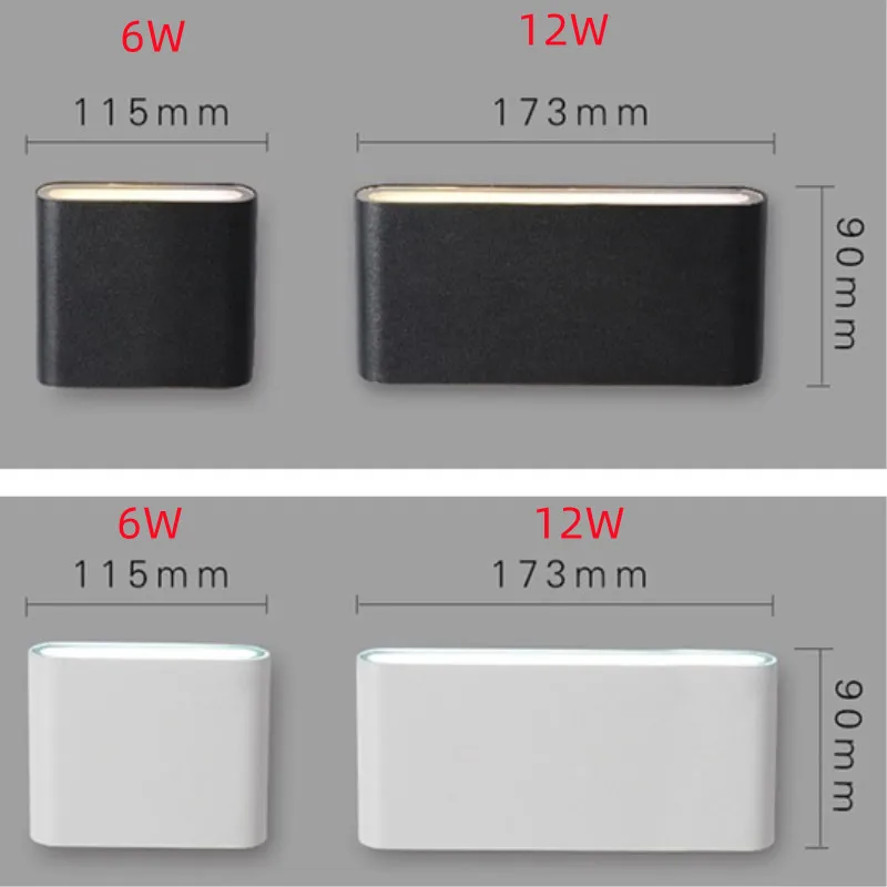 Nordic LED Wall Lamp 12W Outdoor Indoor Wall Light Aluminium Modern Night Light for Bedroom Balcony Garden Decoration
