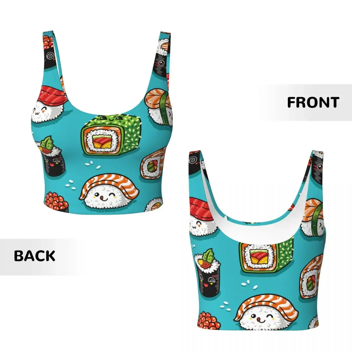 Frauen Sexy Sport Weste Cartoon Rollen Sushi Lebensmittel Weibliche Streetwear Sport Dessous T Crop Top