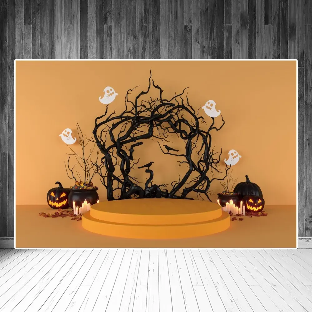 

Halloween Stage Backdrops Photography Decoration Pumpkin Lanterns Branches Candles Sign Baby Photobooth Photo Background Props