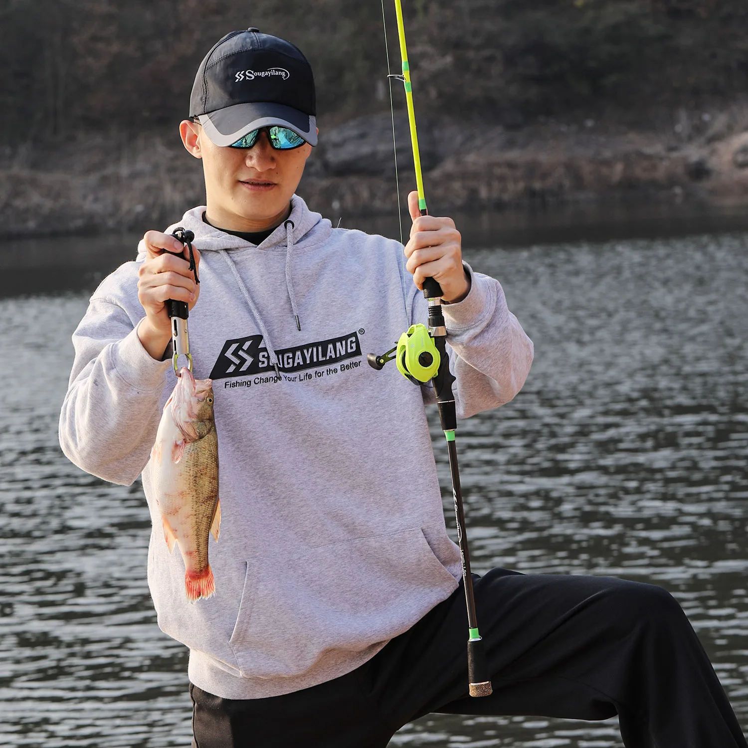 Sougayilang-صنارة صيد للصب والغزل, طرف التيتانيوم القوي, ذيل مطاطي, قارب الأخطبوط قضيب, 1.5 متر