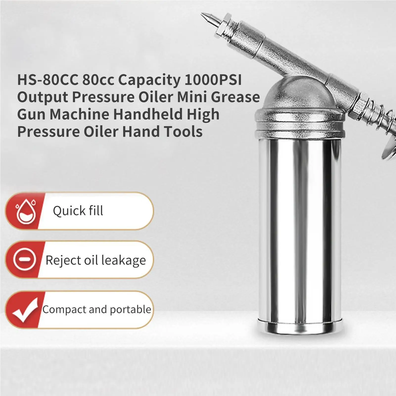 

Мини-инжектор для смазки 80 куб. см, портативный мини-смазочный пистолет из цинкового сплава, ручной инжектор высокого давления 1000 фунтов на кв. дюйм для ударного гайковерта