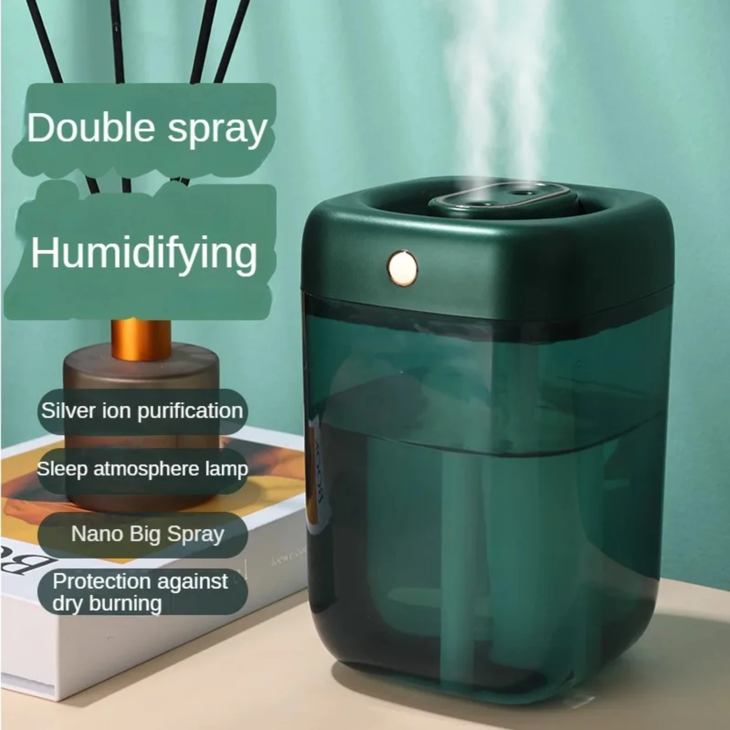 Quiet and Efficient Large Capacity Humidifier with Night Light, USB Charging, and Timer Automatic Shutdown. Ideal for Office Use