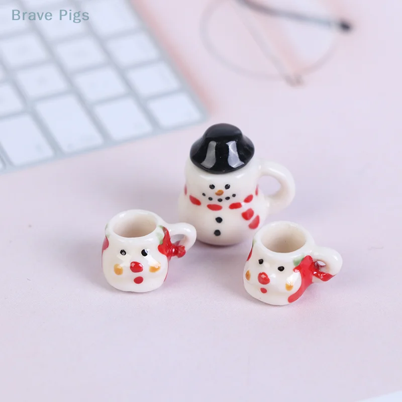 طقم أكواب وأواني من السيراميك لعيد الميلاد ، بيت الدمية المصغر للقهوة والشاي ، من السيراميك #4