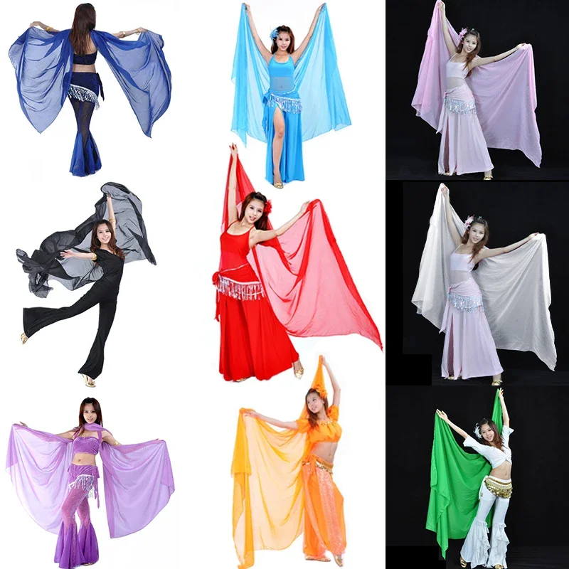 2019 Hot Popular Belly Dance Chiffon Big Veil Shawl Scarf Gold Trim For Women On Sale 200*100 CM