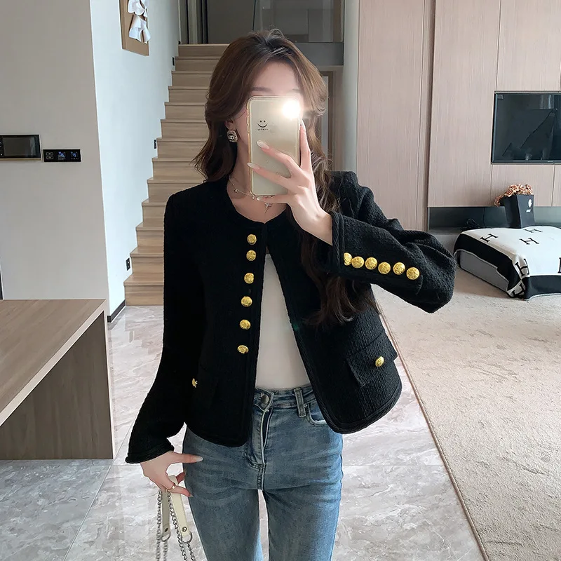 

Твидовый жакет темно-красного цвета женский, осенний, с подкладкой, с клапанами, на пуговицах, формальный, пушистый, минималистичный, для офиса, высококачественный, деловой, для работы