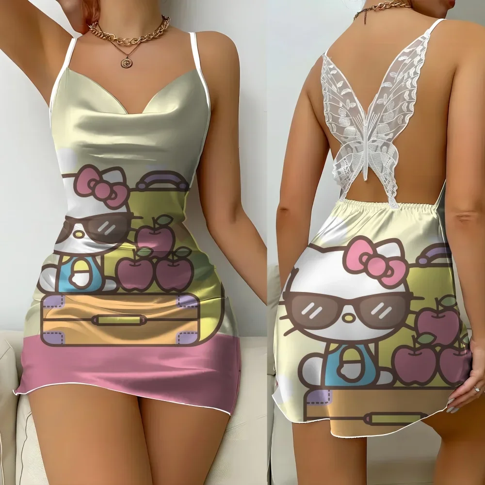 2024 New Summer Sleepwear for Women Sexy Sleevesless Female Nightwear Cartoon Pattern Women's Pajama Pop Female One Pieces Dress