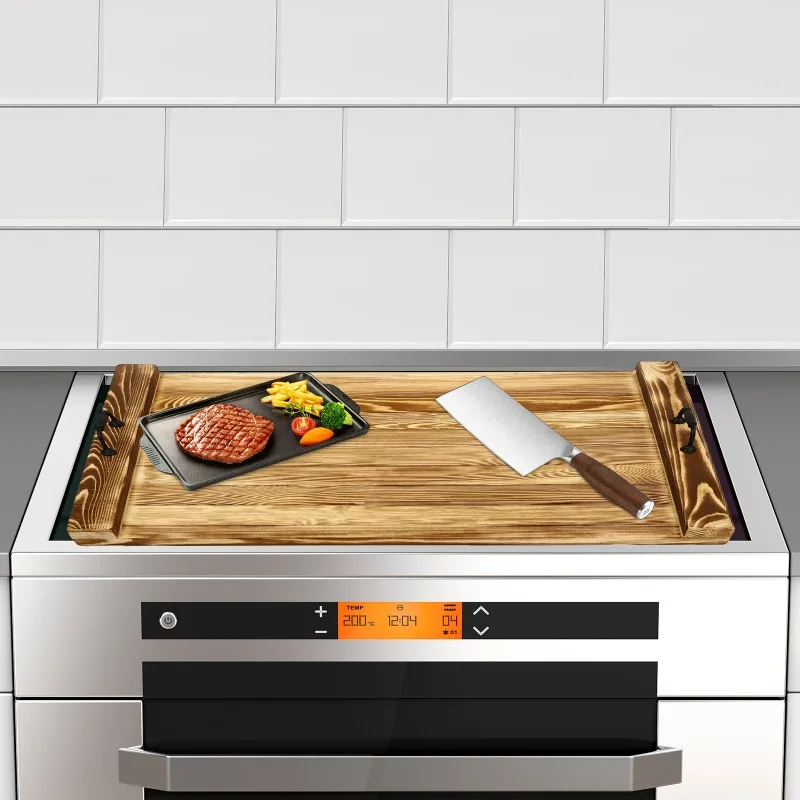 Counter Space Stove Top Cover with Handles Noodle Board Gas Stove Cover 30 * 22 Inches Wood Counter Space Top Covers for Kitchen