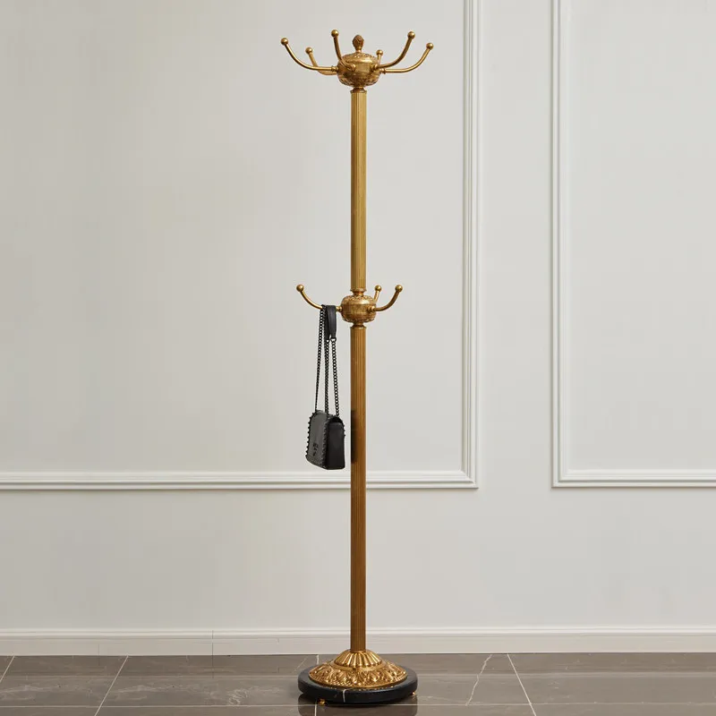 French all-copper floor-to-ceiling coat rack European-style villa living room bedroom entrance hanging hanger room corner