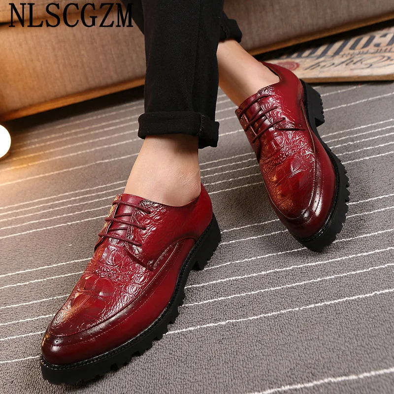 Crocodile Shoes Men Elegant Coiffeur Formal Shoes Men Oxford Italian Brand Leather Shoes Men Classic Sapato Oxford Masculino