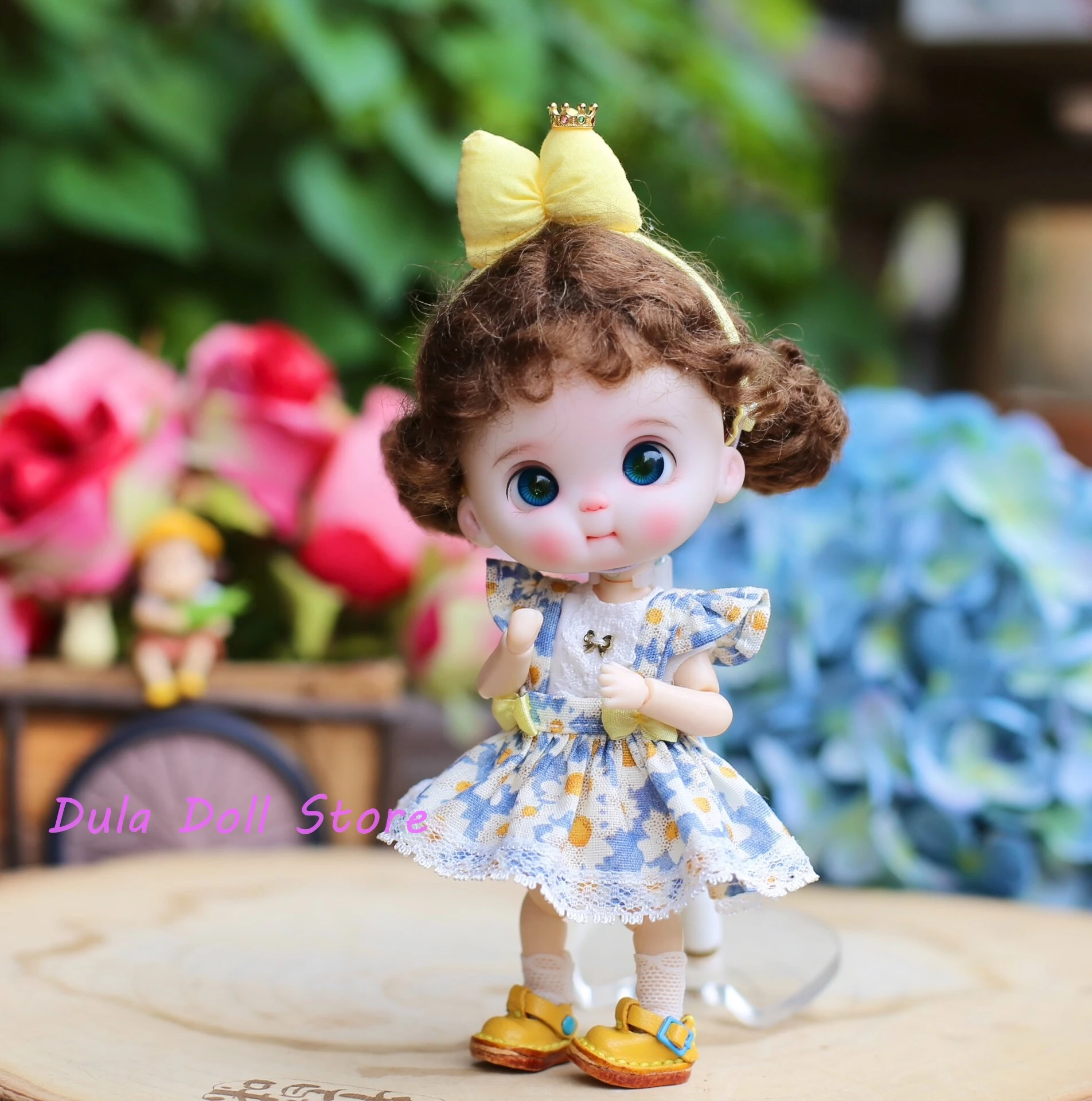 

S Dula Doll Clothes Blue and yellow floral skirt set for ob11 GSC doll