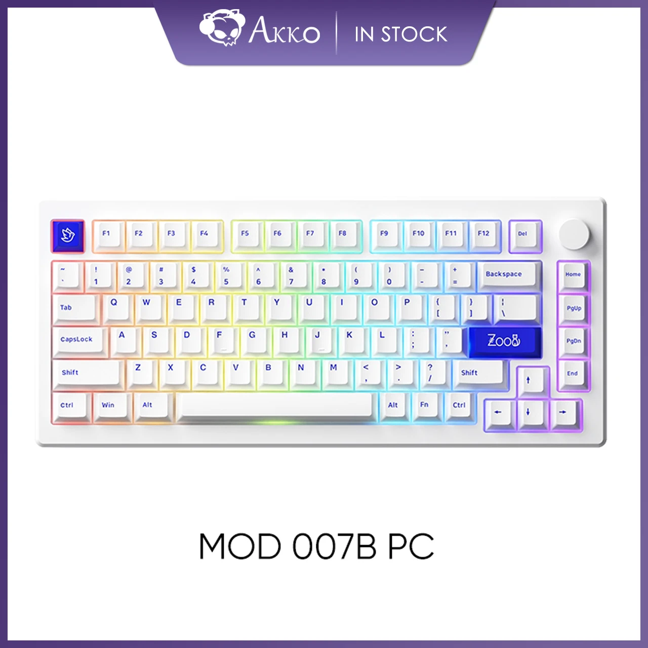 

Akko MOD 007/007B PC Blue on White 75% Mechanical Keyboard Wired Hot-swap Gasket Mount with Knob Clacky Sound