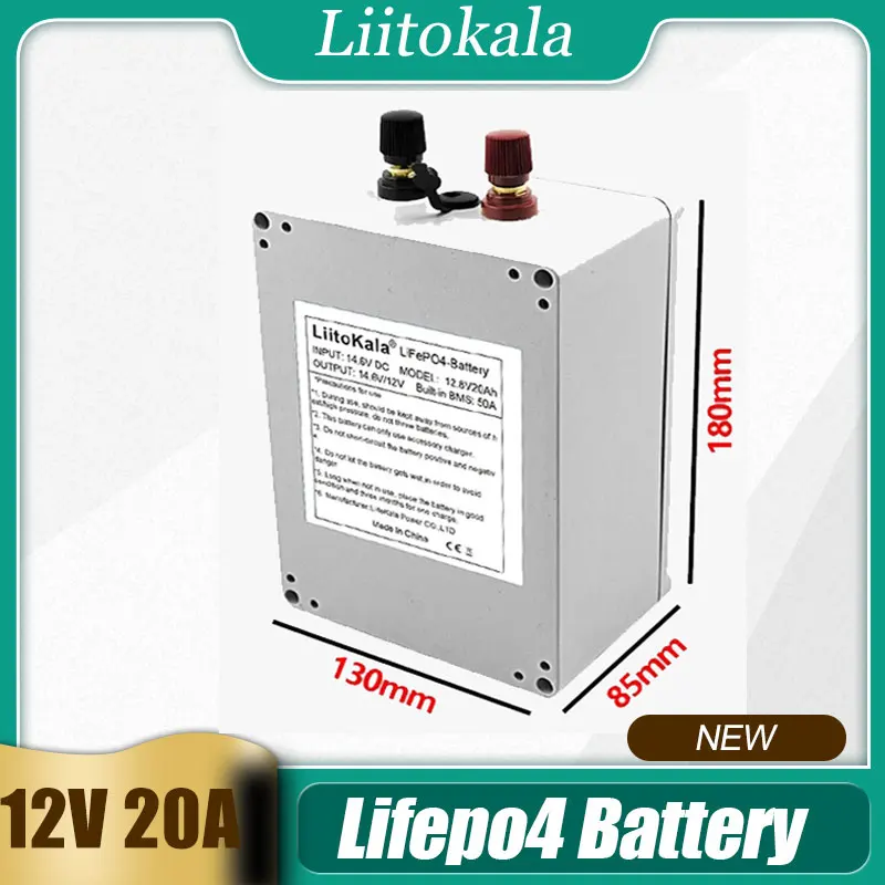 LiitoKala 12V 20Ah LiFePo4 Battery Lithium Iron Phosphate 12V 24V LiFePo4 Rechargeable Battery for Kid Scooters Boat Motor