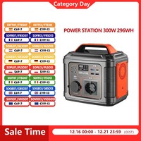SBAOH P302 300W 296Wh Portable Power Station Generator Quick Charge 230V AC Sockets DC Ports and LED Torch for Travel Camping