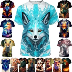 New Fashion Fox 3D Printed T-shirt Men's and Women's Summer Casual Short-sleeved Round Neck Animal Polar Fox Shirt Top