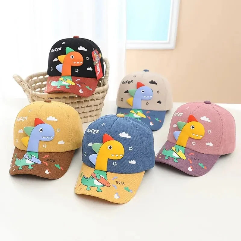 Cartoon Dinosaur Baby Baseball Hat Casual Adjustable Boy Girl Peaked Cap Outdoor Sun Visors Toddler Bonnet