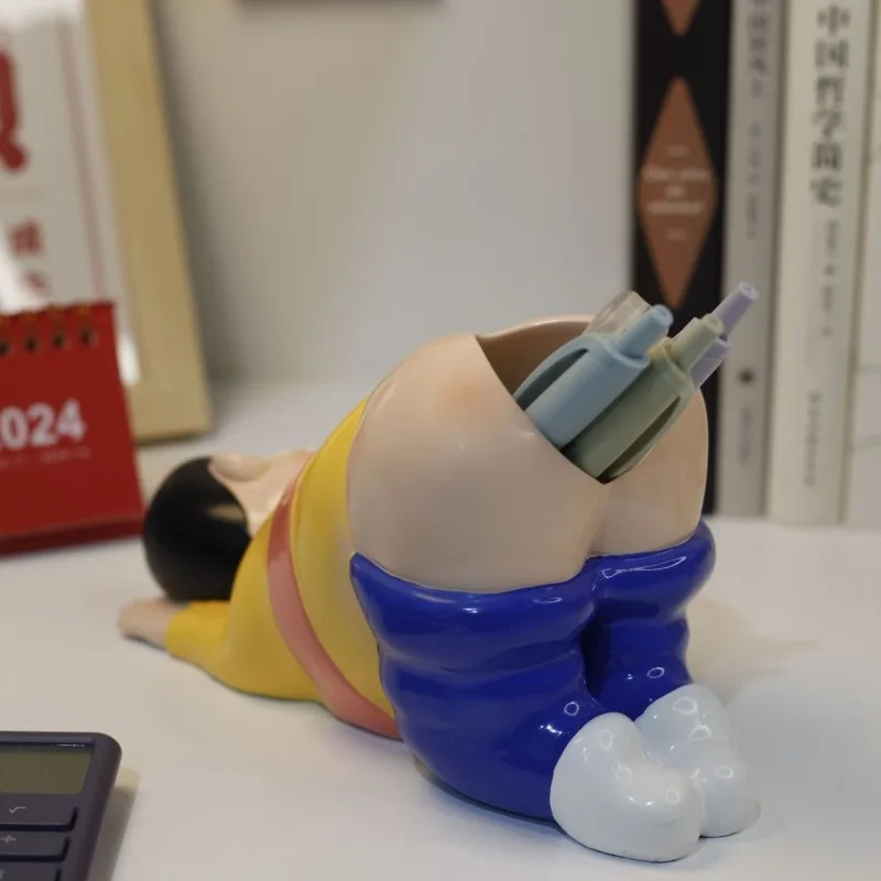 19cm Cute Funny Fat Tiger Simple Pen Holder Doraemon Student Dormitory Desktop Ornament Large Capacity Stationery Storage Box