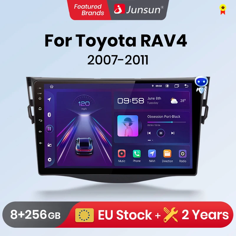 Junsun Wireless CarPlay Android Auto Car Radio for Toyota RAV4 ravav 4 2005-2012 2013 GPS Car Intelligent Systems Smart Car Radio