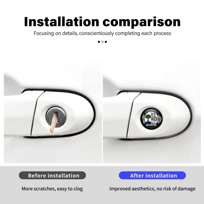 8pcs Universal Car Door Keyhole Lock Core Protective Cover Stickers For AMG A B C E S G Class W201 W210 W108 W205 W203 W204 C180