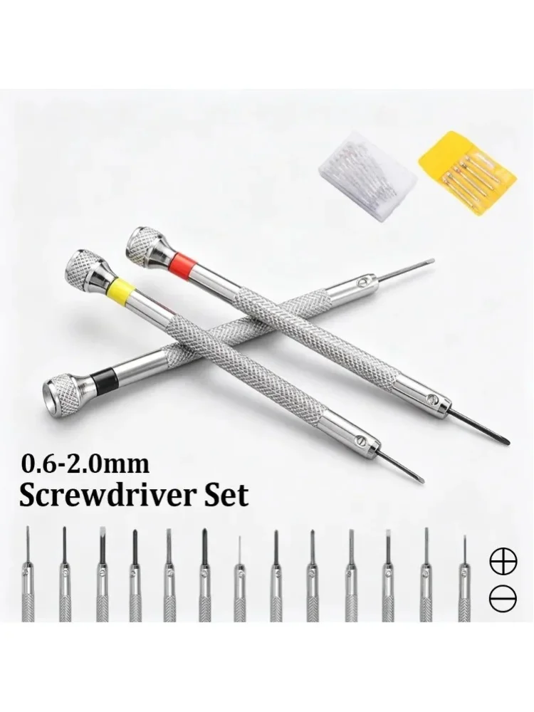 0,6-2,0mm Präzisions-Schraubendreher-Set für Uhrmacher Hochfester Stahl Mikro-Kreuz-Reparaturwerkzeug-Set für Uhren Brillen Schmuck