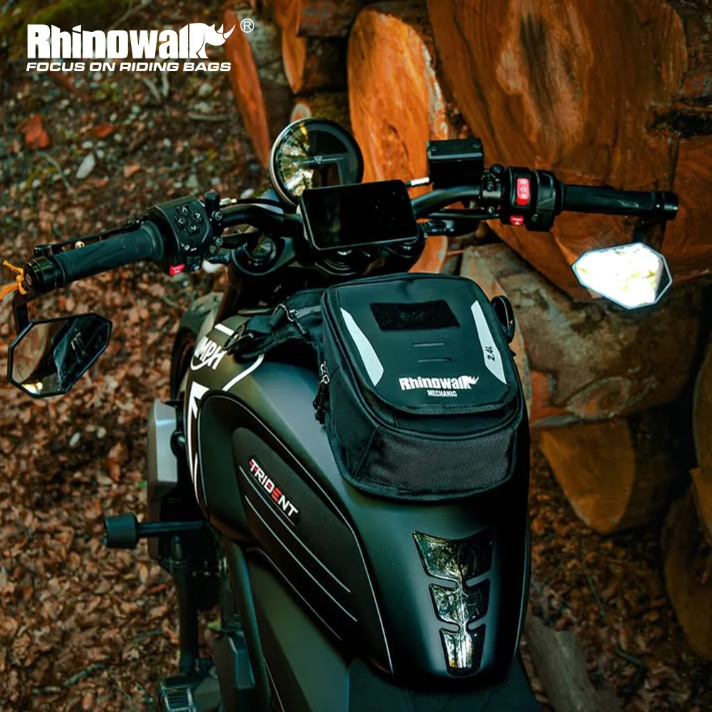 Rhinowalk Motorcycle Tank Bag Magnetic  2.4L Drop Leg Bag Waist Pack With Multi-Pocket Raincover Hiden Buckle Crossbody Bag