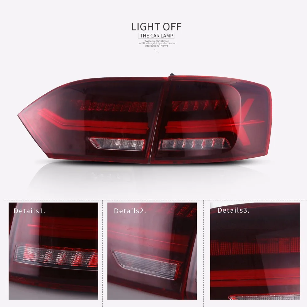 Pair Of Car Tail Light Assembly For VW Jetta MK6 Sagitar 2012-2014 LED Brake Signal light Tuning Parts Car Rear Lamp Syst