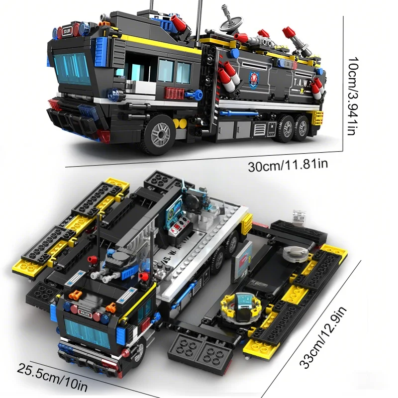 

Giant 2in1 Transforming Police Car Building Blocks Set City Construction Bricks Dump Truck Robot Drone Toys for Boys Kids Gift