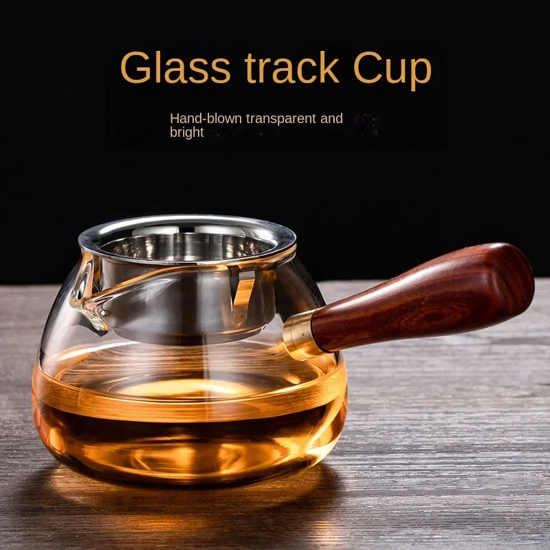 

Heat Resistant Thick Glass Fair Cup Wooden Handle Tea Filter Divider Tea Sea and Teapot
