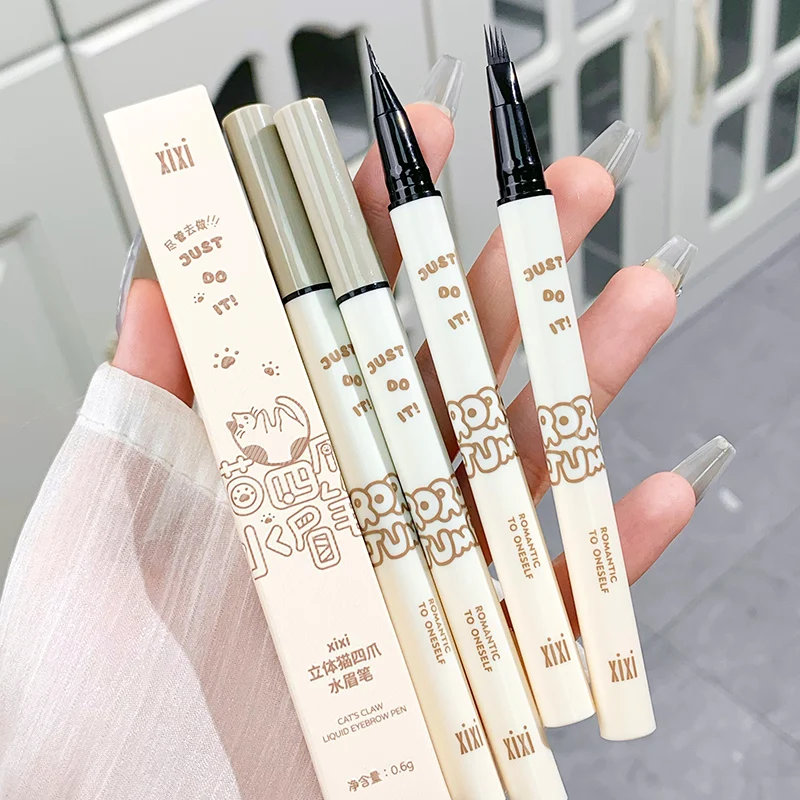 Four Forks Liuqid Eyebrow Pencil Long Lasting Waterproof Brown Grey Natural 3D Eyebrow Smooth Easy to Draw Makeup For Women