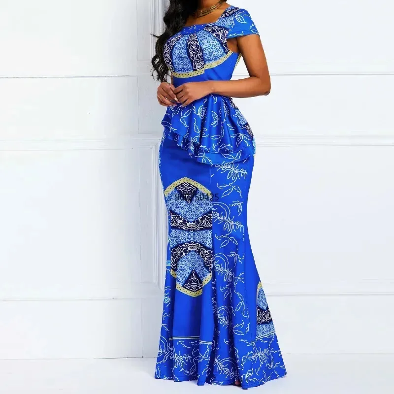 Vestidos africanos de estilo Ankara para mujer, ropa, trajes, bata de fiesta, ropa de talla grande, falda larga con volantes estampados a la moda, novedad de 2026