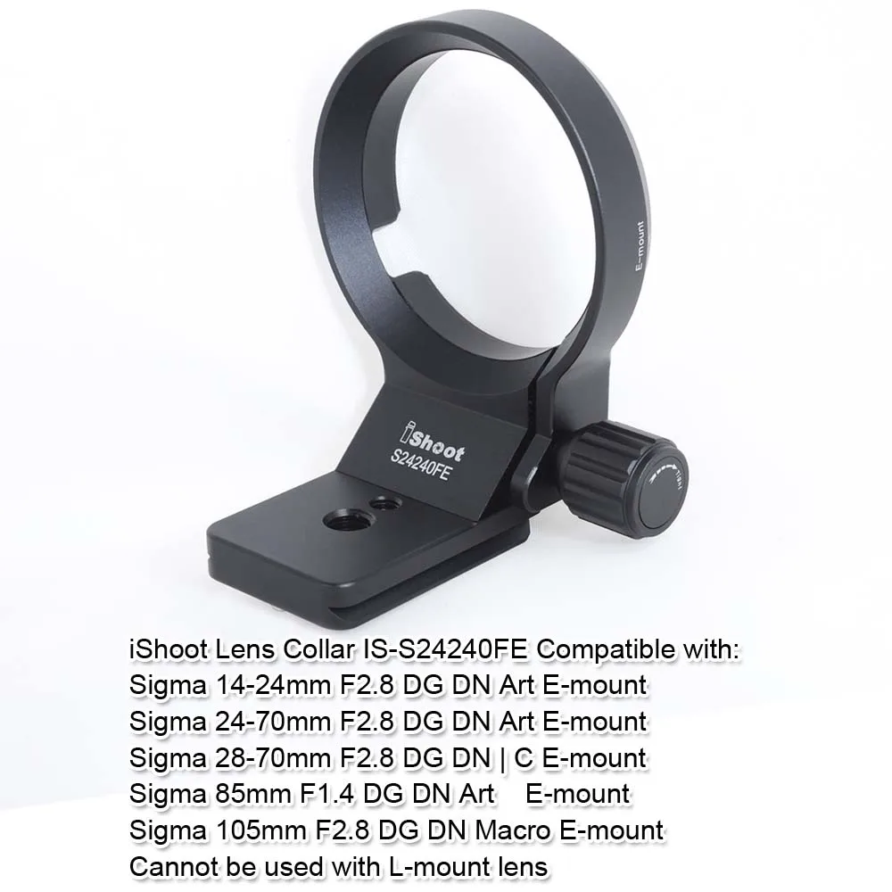 iShoot Lens Collar Tripod Mount Ring Support for Sigma 14-24mm F2.8 DG DN Art E-Mount, with Arca-Swiss Quick Release Plate