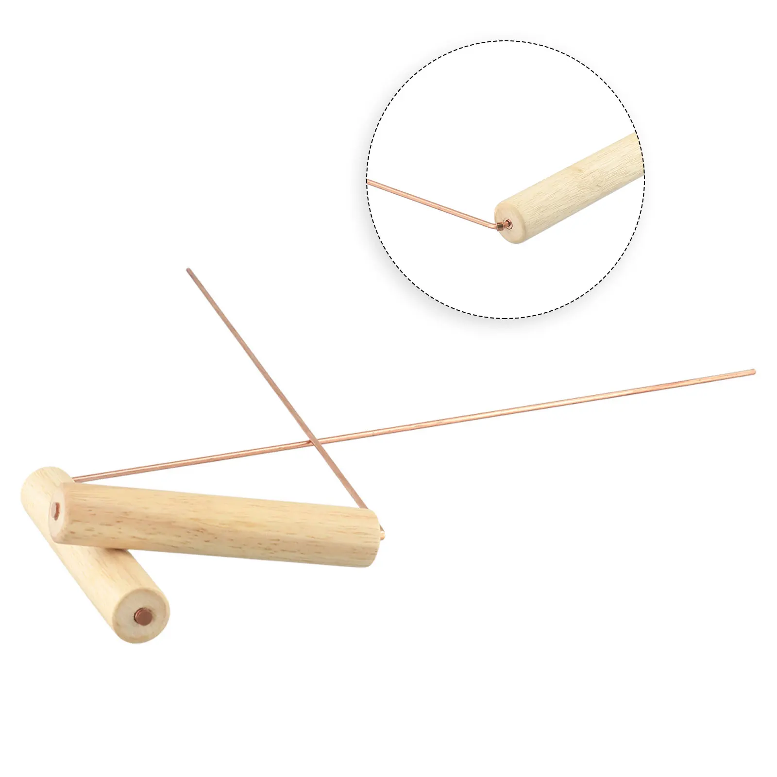 2Pcs 99.9% Copper Divining Dowsing Rods Metal Detector For Waters Treasure Finding Tools With Woodens Handle Copper Probing Rods