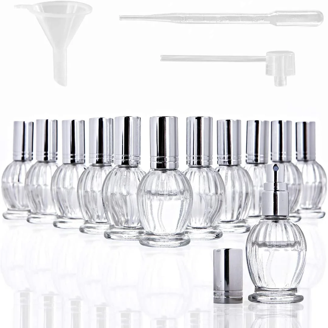 

12pcs Perfume Bottles Empty Engraved Glass Perfume Atomizer Bottles with Funnels Pipettes Dispensers Refillable Mist Sprayer