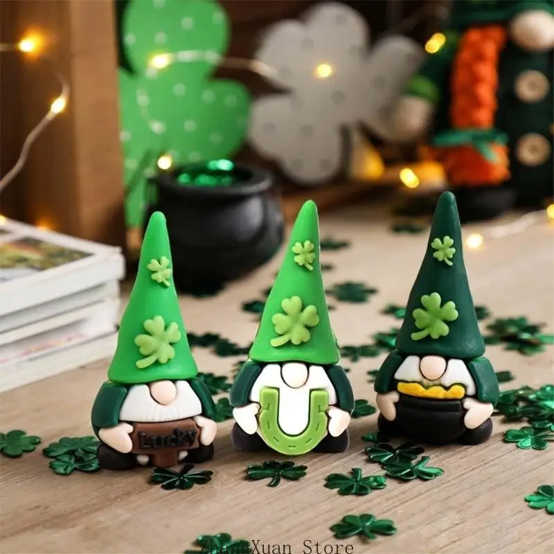 Patricks Day Mini Zwerge Figur Miniatur Irische Kleeblätter Statue Winzige Zwerge 3XUF – Detail 8