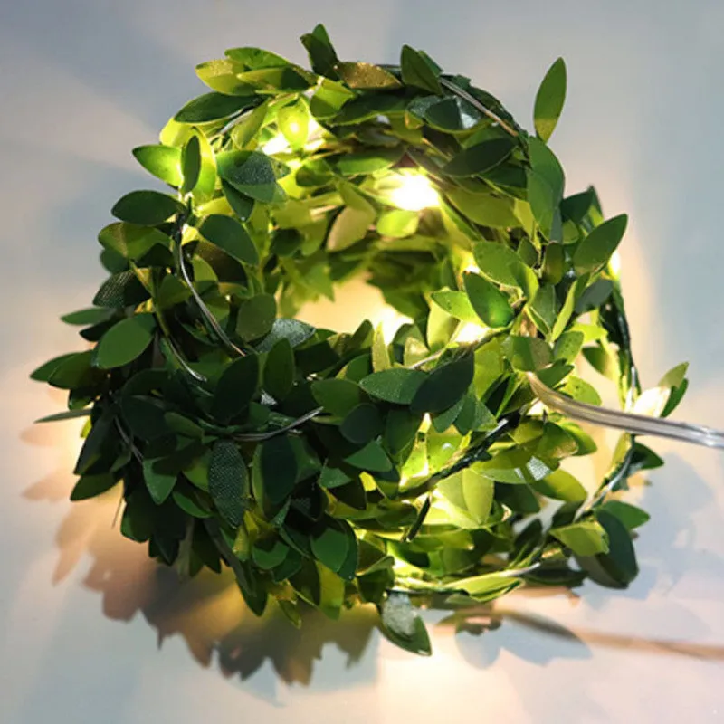 Battery  Artificial Green Leaf Flower String Lights - 2m/5m/10m Wedding Garland Fairy Home  Hanging Decoration
