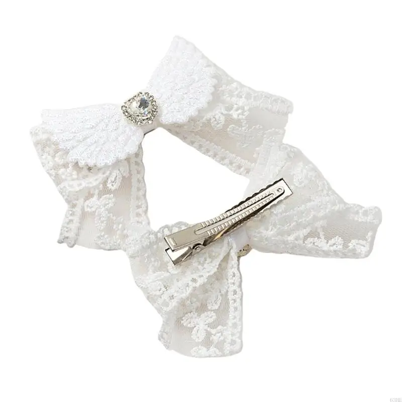 63HE Heart Bowknot Hair Clip Wing Hairpin Sweet Balletcore Bunches Hair Clip