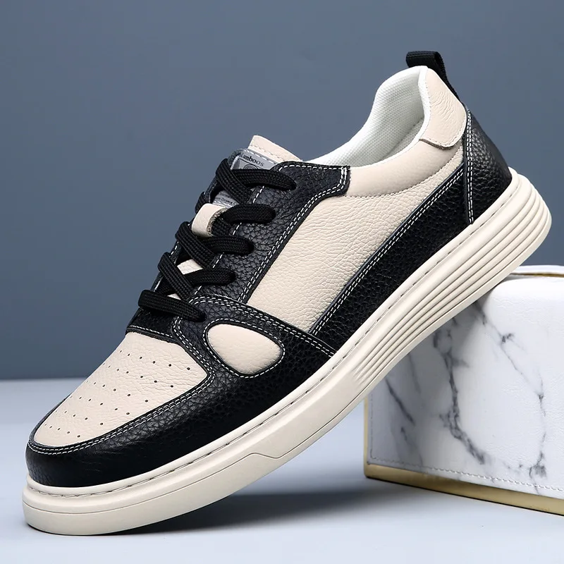 

Весенне-осенние новые дизайнерские туфли для мужчин, однотонные модные повседневные кожаные кроссовки, низкие кеды на плоской подошве, кружевная спортивная обувь для мужчин