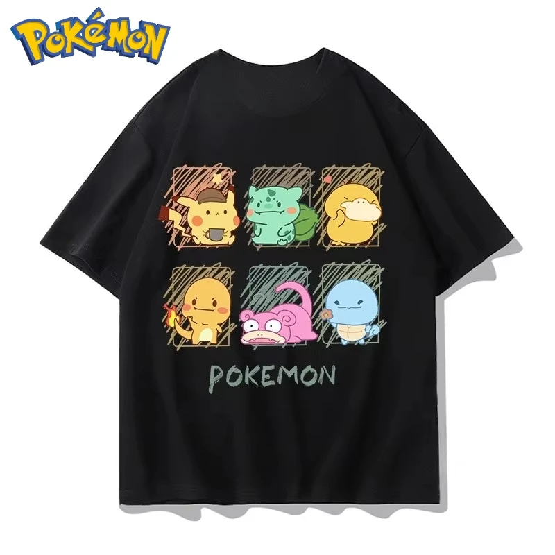 

Новая футболка с принтом «Покемон» для мужчин и женщин, летняя, в стиле Харадзюку, свободная, повседневная, универсальная, с коротким рукавом