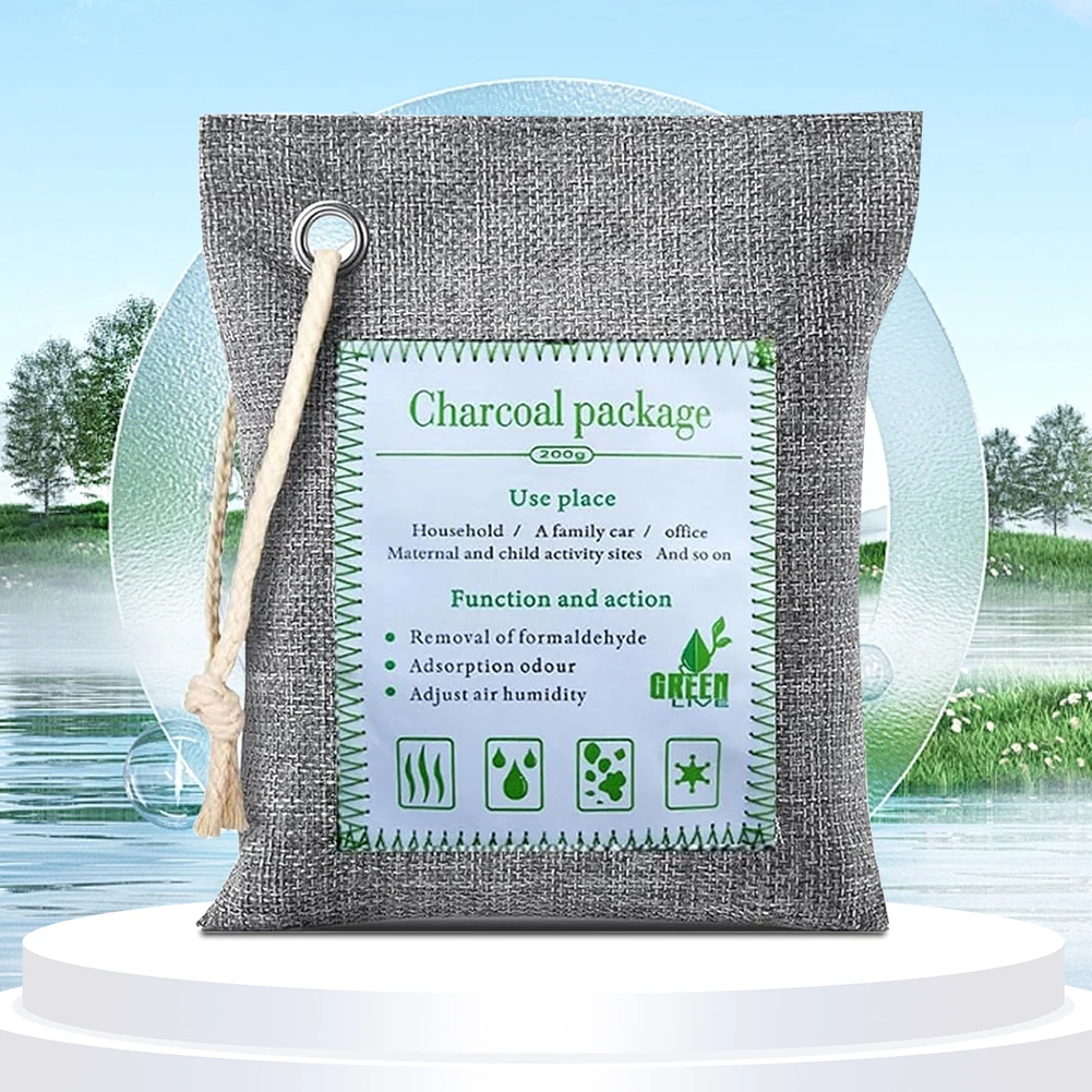 Natural Car Air Freshener Bamboo Charcoal Air Purifying Bags 2x200g Reusable Odor Absorber Moisture Absorber for Home Pet Closet