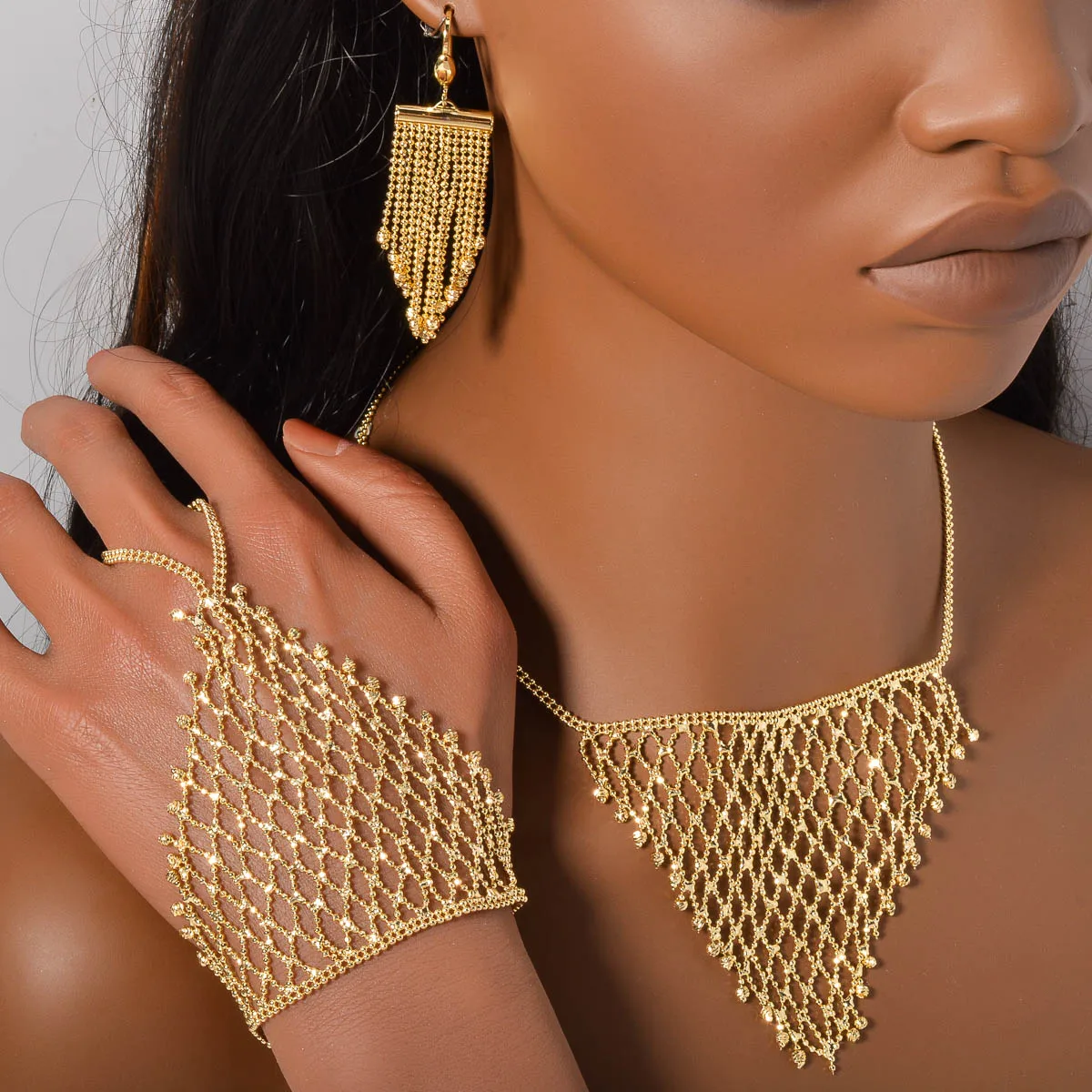 ZEADear Bridal Jewelry Sets Tassels Earrings Web Pendant Women Necklace Big Bracelet Wedding Engagement Anniversary Luxury