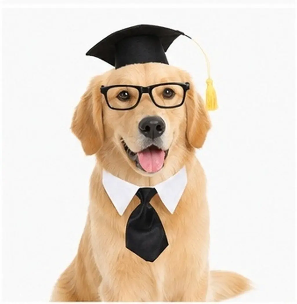 1Set Black Pet Graduation Hat Glasses Tie Size Dog Cat Costume for Graduation Party Photo Props Comfortable Skin