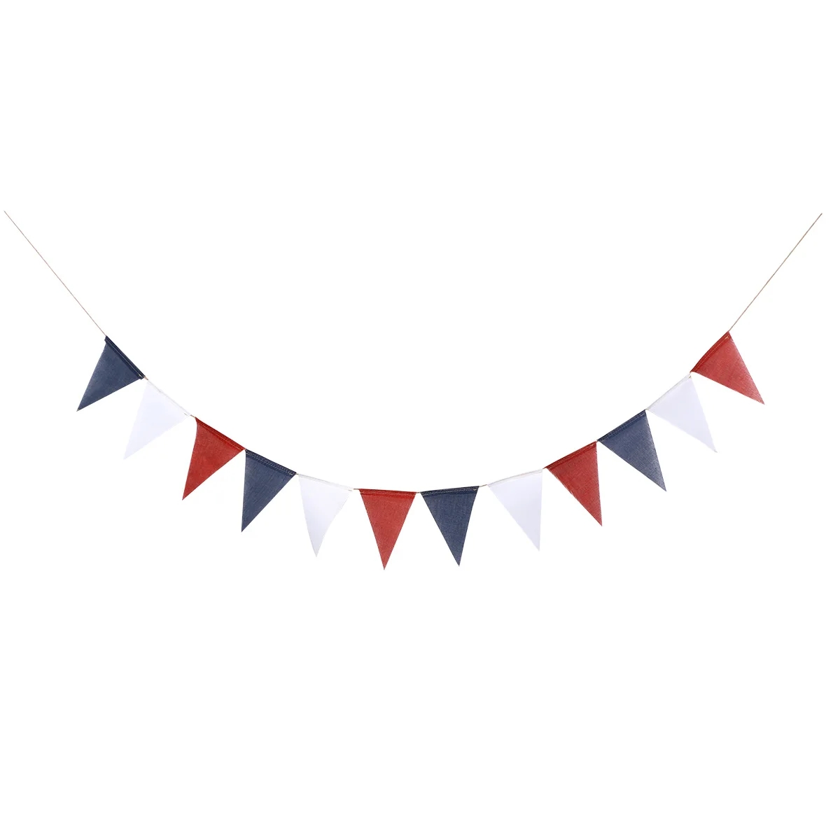 

Red White Blue Triangular Flags 3M Burlap Banners Patriotic Hanging Decor Fourth of July Garland Independence Day Party