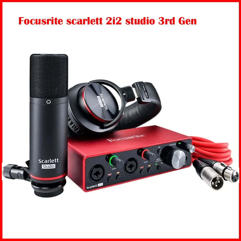 Focusrite Scarlett 2i2 Studio Pack Наушники HP 3-го поколения CM25 Микрофон MkIII USB Профессиональный аудиоинтерфейс Звуковая карта Focusrite Scarlett 2i2 Studio Pack Наушники HP 3-го поколения CM25 Микрофон MkIII USB Профессиональный аудиоинтерфейс Звуковая карта