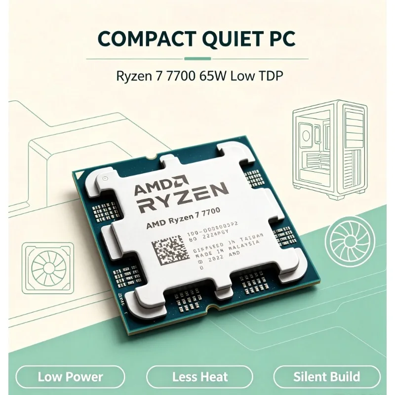 Ryzen7 7700 Gaming Desktop CPU 8‑Core 16‑Thread 5.3GHz Boost 40MB Cache Socket AM5 Integrated Graphics For Heavy‑Load Applicatio
