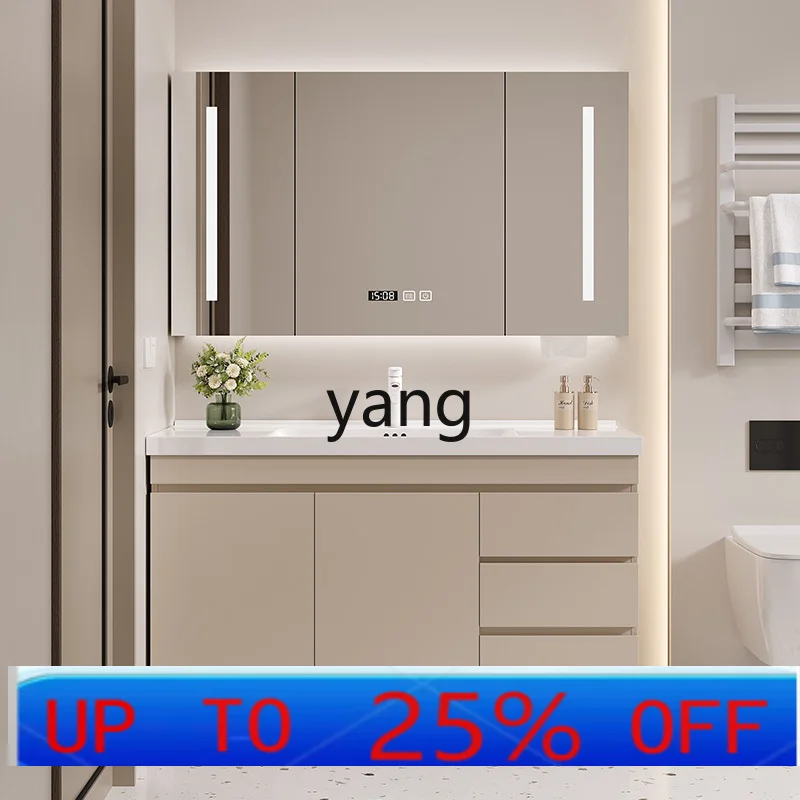 

CX cream wind multi-layer solid wood bathroom cabinet combination bathroom washstand integrated ceramic
