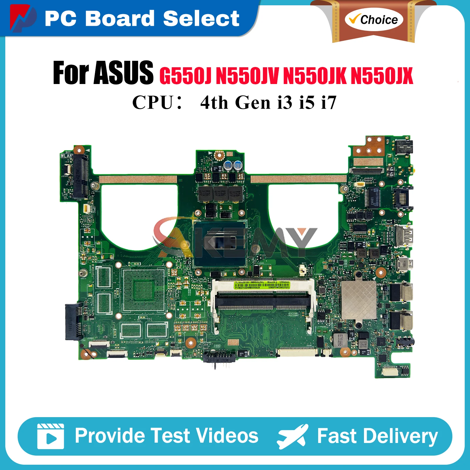 

N550JA Laptop Motherboard For ASUS ROG N550J N550JV N550JX G550J N550JK Notebook Mainboard With i3 i5 i7 CPU 100% tests OK stk