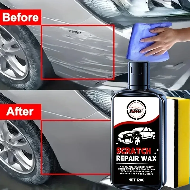 KJM 120g autokrasreparatiewas - eenvoudige doe-het-zelf-toepassing, professionele verfkrasverwijdering, herstelt glans en beschermt de afwerking