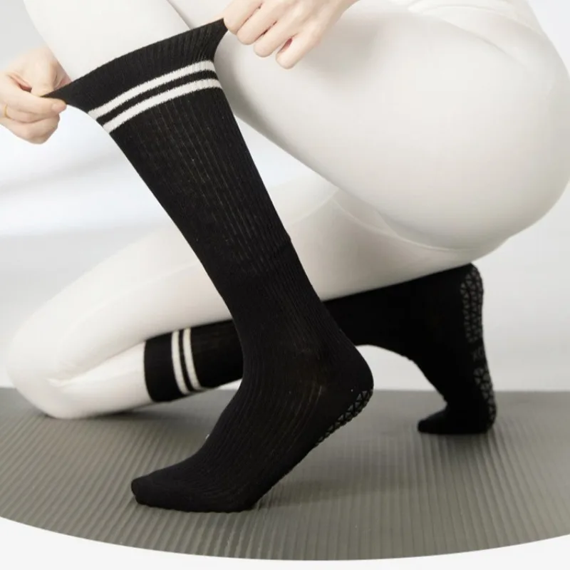 

Striped Long Socks Stockings for Women Girls Indoor Sports Pilates Yoga Socks Professional Silicone Non-slip Cotton Socks